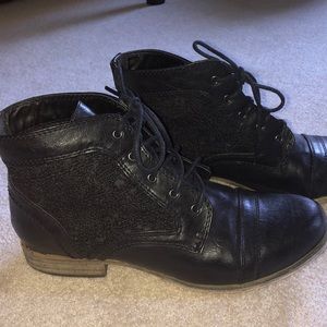 Black lace booties